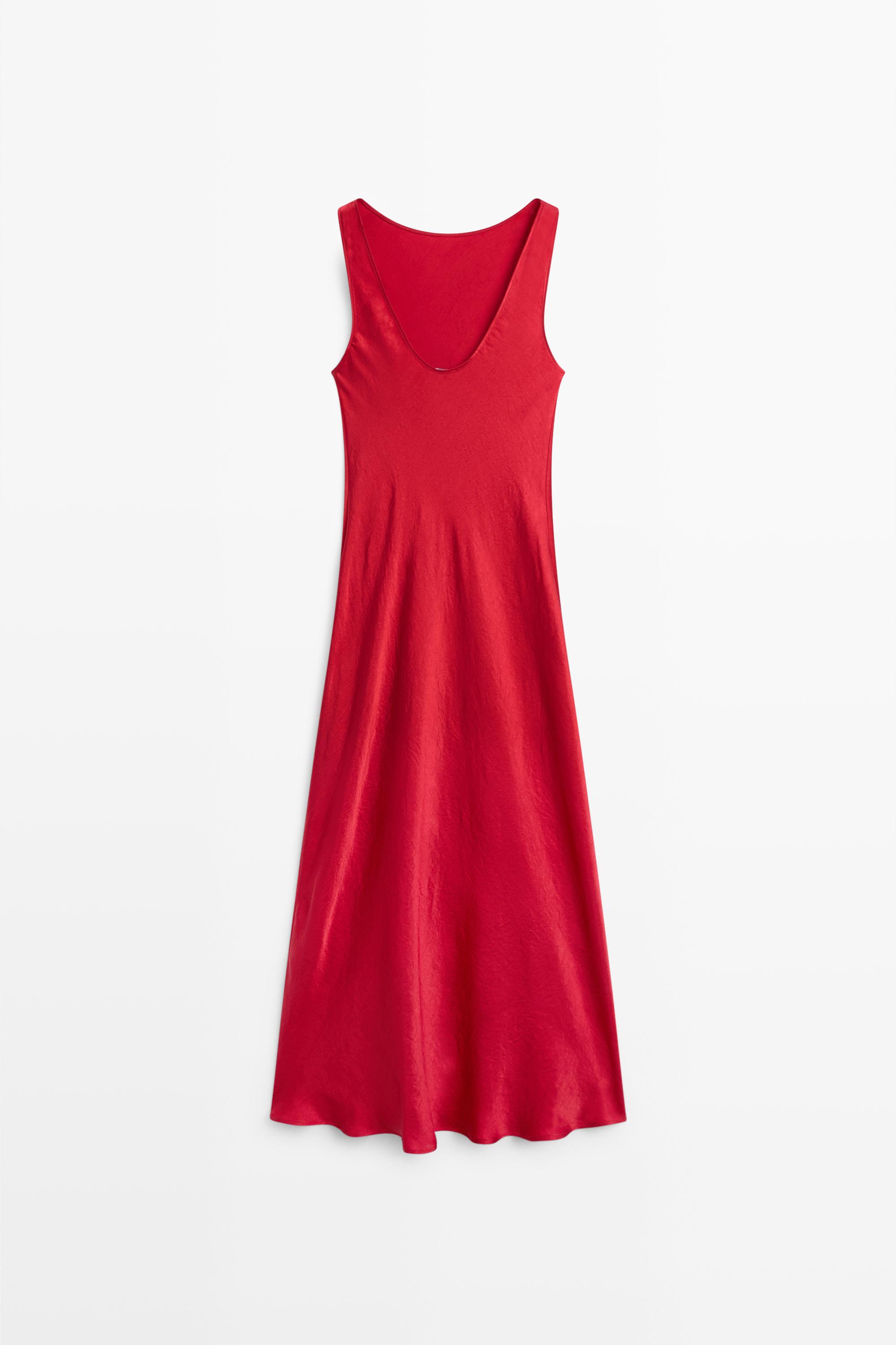 Flowing satin midi dress
